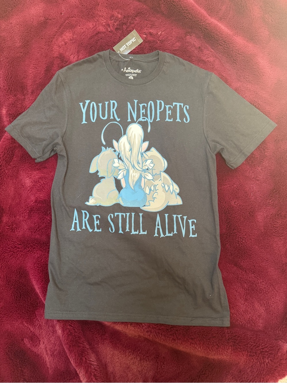 New neopets hot topic black cotton T-shirt funny
